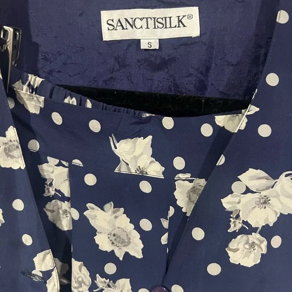 Vintage silk 2 piece Floral Navy set 4 - Picture 10 of 10